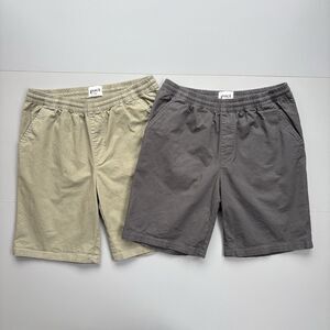 Pact Twill Canvas Shorts LOT of 2 Men’s Large 100% Organic Cotton Tan Gray